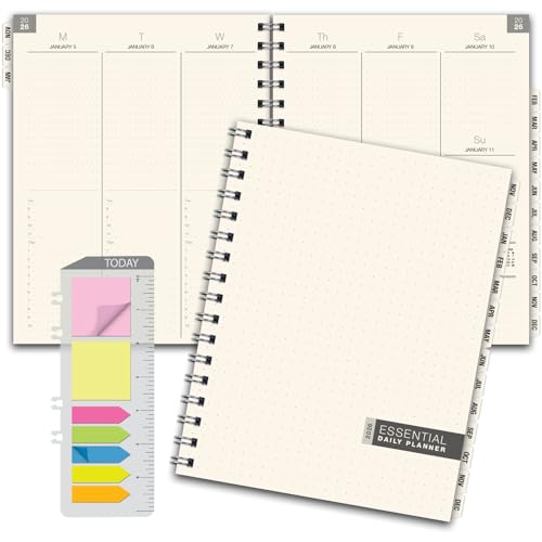 ESSENTIAL 2026 Monthly & Weekly Planner with Tabs, 7'x9': 14 Months (November 2025 - December 2026), Professional, Simple, Easy-to-Use Design and Frosted Poly Cover for Extra Protection (Frosted)