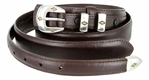 Image of Silver Mirror Buckle Oil Tanned Genuine Leather Western Ranger Belt 1-3 /8 inch(35mm) Taper to 3 /4 inch(19mm) Wide-Multiple choices