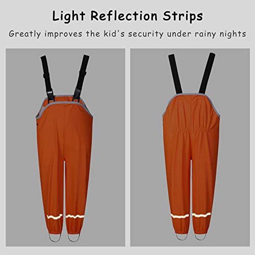 Aliwiner Kids Waterproof Rain Pants Dirty Proof Suspender Trousers For Boys And Girls Orange Xl thumb #5