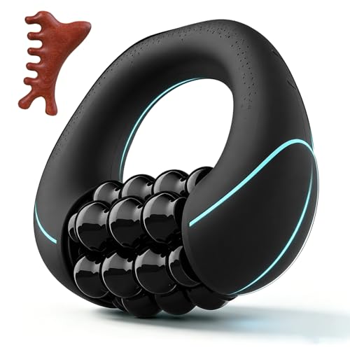 Electric Handheld Rolling Massager 3-Speed Deep Tissue Muscle Roller for Recovery Cellulite Massage & Blood Circulation Rechargeable Full Body Massager for Legs Back Shoulders Neck Arms (Black)