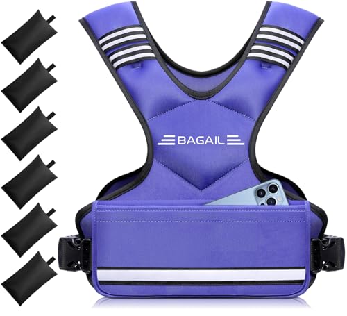 Image of BAGAIL Adjustable Weighted Vest for Women 4-10lb /12-18lb /20-32lb, Comfortable U-Neck Rucking Vest with 6 Removable Weights, Storage Pocket and Reflective Strips for Walking, Jogging, Weight Loss