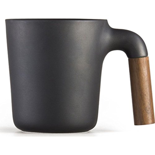 Taza de cerámica HMM Mugr Cloud 12 oz con mango de madera miniatura 1