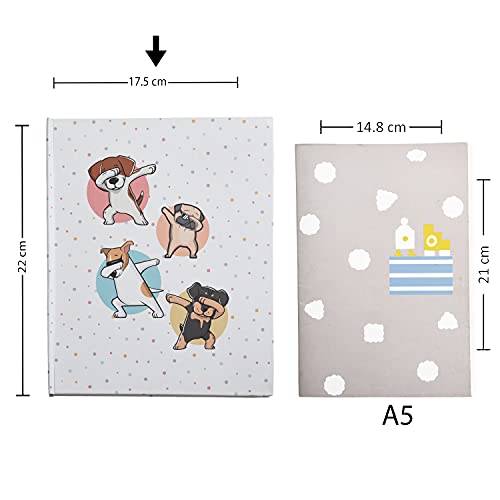 Image of Papboo Dog Dab Hardcover Notebook Diary, (22 X 17.5 cm, 80 GSM, 140 Single Ruled Pages) Journal, Gift