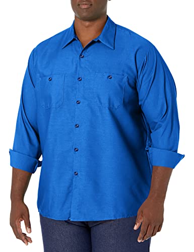 Image of Red Kap Men's Long Sleeve Industrial Work Shirt | Moisture Wicking Button Up, Wrinkle Resistance Fights Fading & Stains