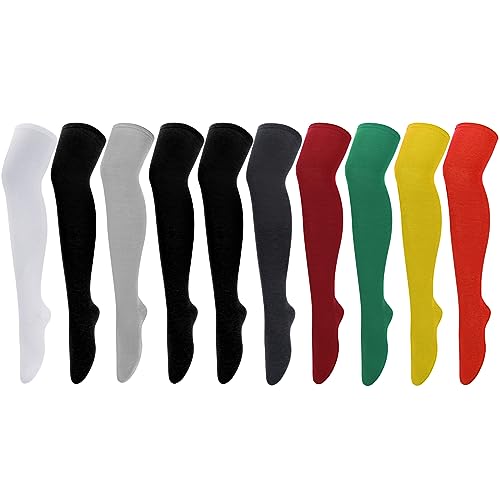 Hicdaw 4/10 Pairs Yoga Socks for Women Non Slip Skid Socks Long Socks Over Knee Thigh High Stockings Warm Cute