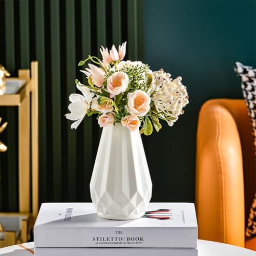 Vase Decorative Unbreakable Plastic Vases for Flowers Tall Modern Flower Vase for Living Room Office Desktop Wedding Decoration (White) - Image 3