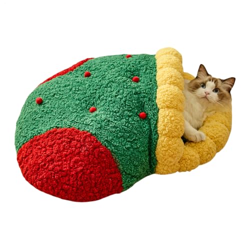 キャットケーブベッド | クリスマスプラッシュウィンターケーブ - 防水 密閉 寝床 | 室内冬用寝室リビングルーム犬猫ウサギ小動物用