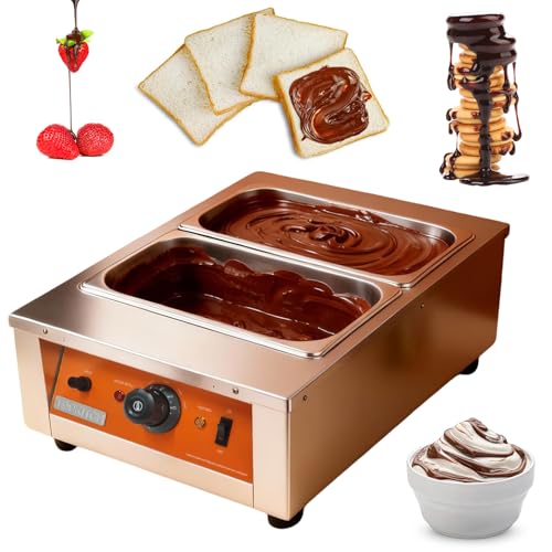 Máquina templadora de Chocolate, fundidor eléctrico de 1400 W con Control preciso de Temperatura (86-185 °F), Calentador de Acero Inoxidable de 2 Tanques para Chocolate, Queso, Salsa Double Basin