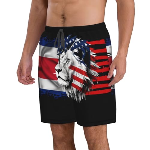 Beach Board Shorts America Flag and Bolivia Flag Men's Swim Trunks Drawstring Shorts2
