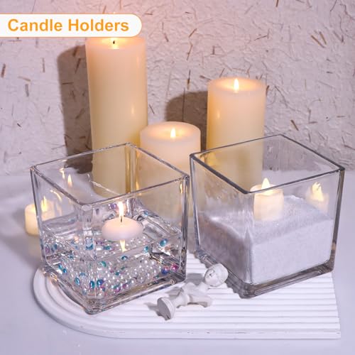 Urspeedteklive Set Of 4 Square Glass Vases 5 Inch X5 Inch X 5", Clear Cube Flower Vases For Wedding Centerpieces thumb #4