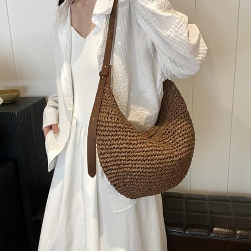 Straw Hobo Shoulder Bags for Women Crossbody Bag Woven Beach Tote Handbag Summer Travel Bag3