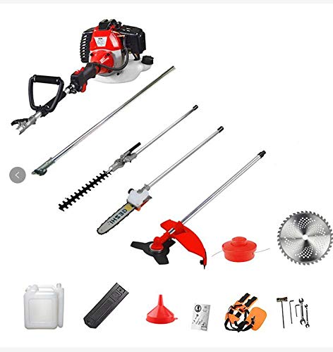 Fineday 5 in 1 52cc Petrol Hedge T-Rimmer Chainsaw Brush Cutter Pole Saw