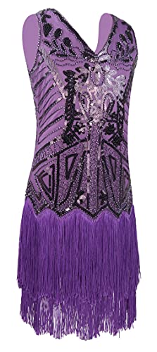 Girls 1920s Vintage Sequined Gatsby Fringed Flapper Dress Roaring 20s Party Dress3