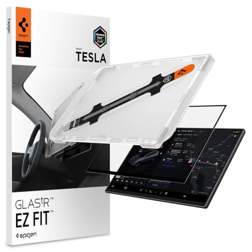 Spigen AluminaCore Tempered Glass Screen Protector [GlasTR EZ FIT] designed for Tesla Model Y standard (2026) Tesla Model Y Premium (2026) Model Y Performance (2025/2026) - Crystal Clear