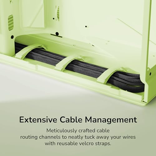 Image of HYTE Y70 Modern Aesthetic Gaming PC Case - Panoramic Glass | High-Airflow Design | Cable Management | Dual Chamber ATX Mid-Tower Chassis | 10 Fan Capacity | Luxury PCIe 4.0 Riser Cable -Matcha (Green)
