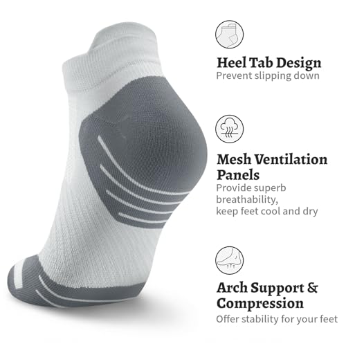 Image of 6 Pairs Compression Socks for Women Ankle Running Socks With Arch Support | Athletic Womens Socks with Heel Tab, Lightweight Cushioned & Breathable for Walking, Running, Workout, Travel, Everyday Wear