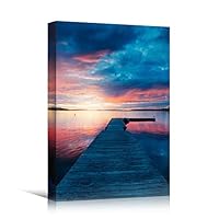 Canvas Wall Art Sun Setting into The Ocean III Coastal Multicolor Photography Relax/Calm Romantics Sunset - 12x18 inches