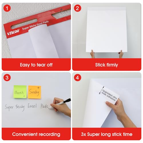 image for VISCOO Sticky Easel Pad, 25 x 30 Inches Large Chart Paper for Teachers