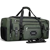 WITZMAN Grand sac de sport pour homme en nylon de 54 l avec compartiment à chaussures, vert militaire, Sacs polochons de voyage