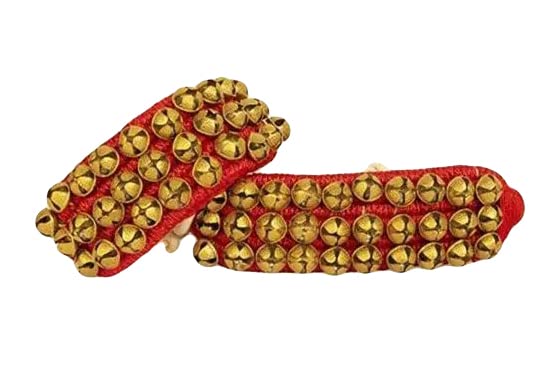 PRANCHI ARTWARE Ghungroo Anklets Set 3 Line Red Padded Kathak Dancing Ghungroo 30+30 Dancing Total 60 Bell Anklet Pair Indian Classical Dancers Musical Instrument Bharatnatayam Ghungru-image-36