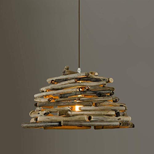 Lustre en bois rétro industriel E27 pour bar et restaurant GZZ