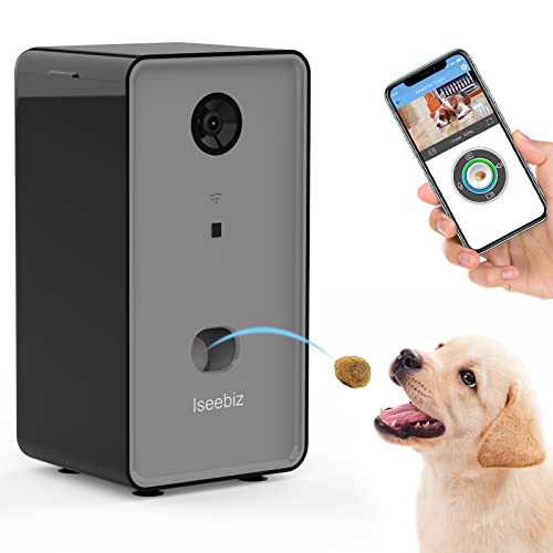 Iseebiz Smart Pet Camera, [2021 Upgraded] Dog Camera Treat Dispenser, 2-Way Audio, 1080P Night Vision Cam, App Remote Tossing, Multi Devices Login, Compatible with Alexa, Play with Your Dogs and Cats