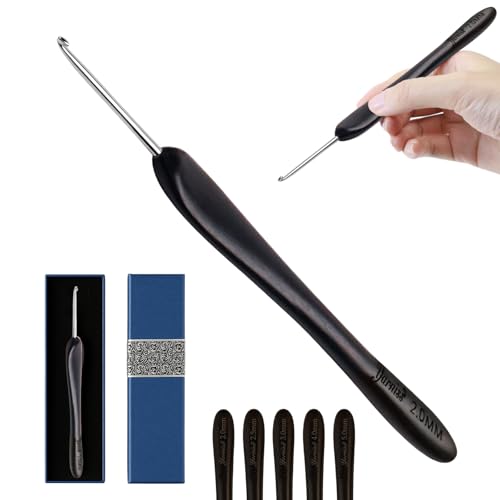 Gancho de ganchillo de 2 mm ergonómico y pulido a mano para tejer sin dolor