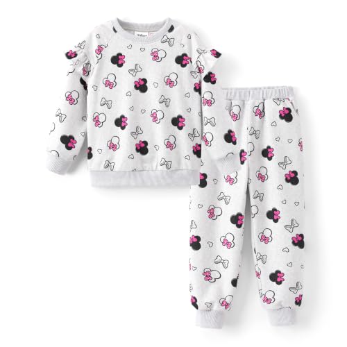 Image of Disney Outfits for Girls Long Sleeve Shirt Pocket Pant Toddler Sweatsuit | Officially Licensed丨Girls Clothes丨2-Piece Outfit丨Allover Print丨Ruffle Shoulder丨Jogger Pants丨Soft Feel丨Easy Care丨Mix & Match