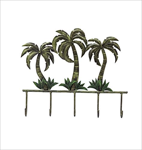 ENRICH Coconut Tree Shape Key Holder for Wall Decorative Wall Mounted Metal Key Holder/Hooks Key Hooks Hanging Keys - Vintage Key Organizer Rack with 4 Hooks