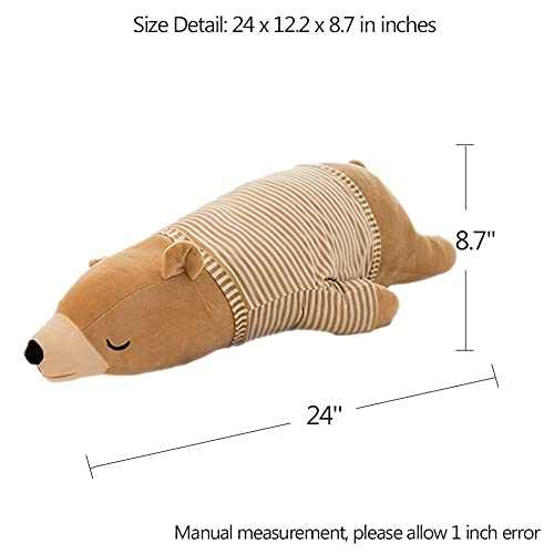 Mmttao Stuffed Polar Bear Animal Plush Toy 24 Inch Large Brown Sleeping Bear Animal Stuff Soft Plushies Cute Dolls Collection Huggable Throw Pillow Cushion Gifts For Kids Children Boys Girls, 24Inches #TOP1