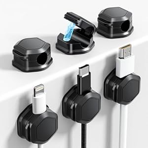 6 Pack Magnetic Cable Clips [Cable Smooth Adjustable] Cord Organizer – Cuworlis Adhesive Wire Holder, Under Desk Cord Holder Keeper for Home Office Desk Phone Car Wall Desktop Nightstand Cabinet
