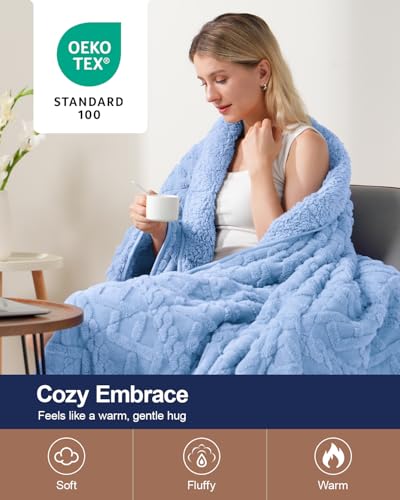 Super Fuzzy Soft Sherpa Fleece Weighted Blanket, 20 lbs Dual Sided Fluffy Heavy Weighted Blankets for Adults - No Bunching with Double Layers of Soft Inner Lining (60"x 80", 20 Pounds)