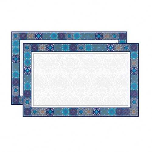 Image of Premium Leather Dining (Pack of 2) Placemats - Waterproof, Heat Resistant, Non-Slip Table Mats for Kitchen & Dining (Riviera Blue)