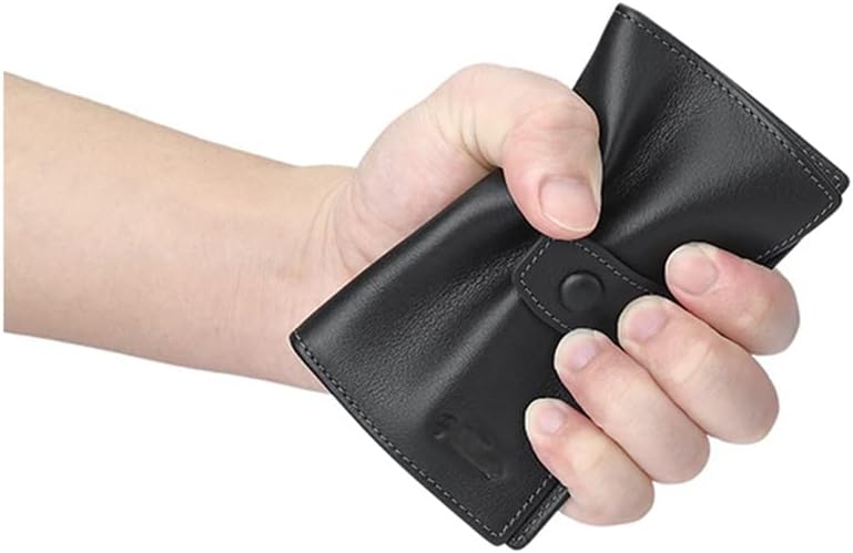 Multifunctional Snap Key Case Men Leather Business Card Holder Keychain Key Holder (D 8 * 12 * 2.0cm)
