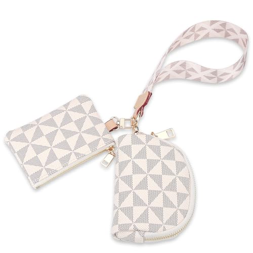 Keychain Wristlet Wallets for Women Leather Coin Purse Dual Pouch Wristlet Credit Card Holder Clutch Purse Wallets Womens Small wristlet wallets