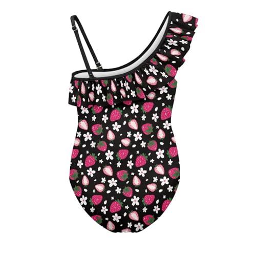 Image of Girls One Piece Swimsuit Ruffled Halter Bathing Suit with Adjustable Strap Beach Sport Swimwear for 3-14 Years