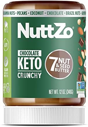 Keto Dark Chocolate Nut Butter by NuttZo | Crunchy Coconut + 7 Nuts & Seeds Blend, Keto-Friendly, Vegan, Kosher | 1g Sugar, 3g Fiber, 4g Net Carbs | 12oz Jar