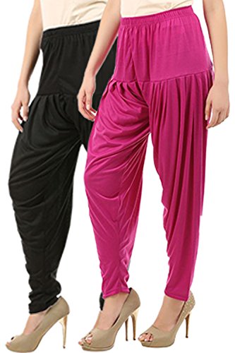 Image of Buy That Trendz Womens Patiala Pants Combo Pack of 2 Viscose Dhoti Patiyala Salwar Harem Bottoms Pants