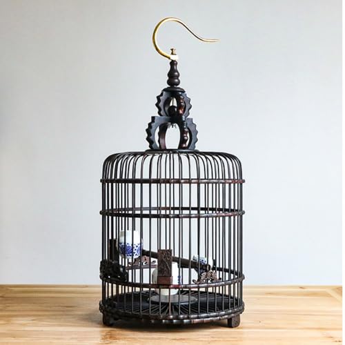 Cage pour oiseaux volière en bois avec crochet cage à oiseaux ronde portable pour troglodyte - 6