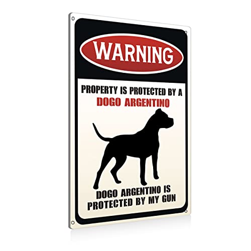 Funny Dog Warning Metal Tin Signs Wall Art Decor Property is Prot...
