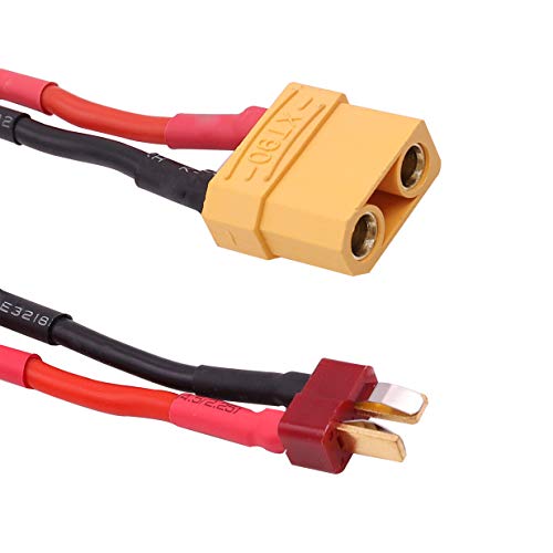 2 pcs conector adaptador hembra XT90 a macho T Plug 14awg 5cm miniatura 3
