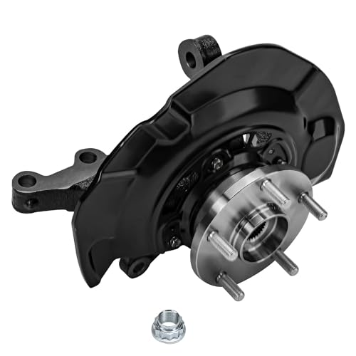 Image of Detroit Axle - Front Left Steering Knuckle for Toyota 04-07 Highlander, Driver Side Steering Knuckle & Wheel Bearing Hub Assembly 2004 2005 2006 2007 Replacement