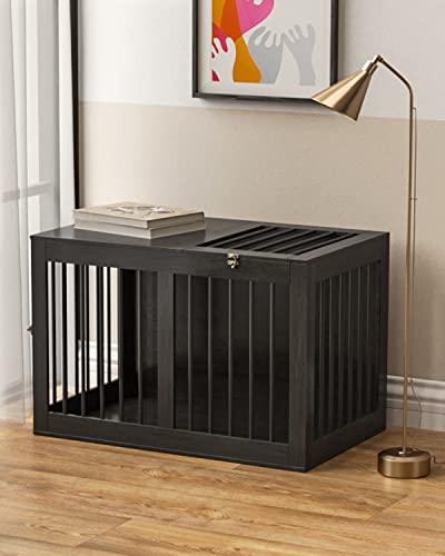 Furniture-Style-Dog-Crate-Wooden-Dog-Crate-End-Table-Double-Doors-Dog-Kennels-Indoor-Modern-Decorative-Dog-Crates-Furniture-Dog-Cage-Side-Table-Chew-Proof-Easy-to-Assemble- Modern Decorative Dog Crates
