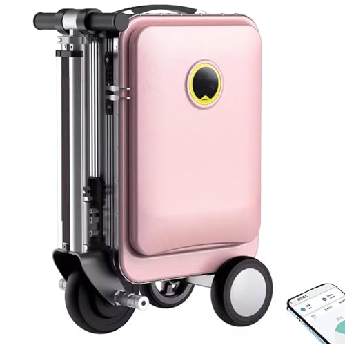 Smart Rideable Suitcase Scooter Suitcase for Adults Electric, Ride on Scooter Luggage for Adults, Lightweight Electric Luggage Scooter for Travel with Battery, TSA Lock, USB Port Pink - Main Image