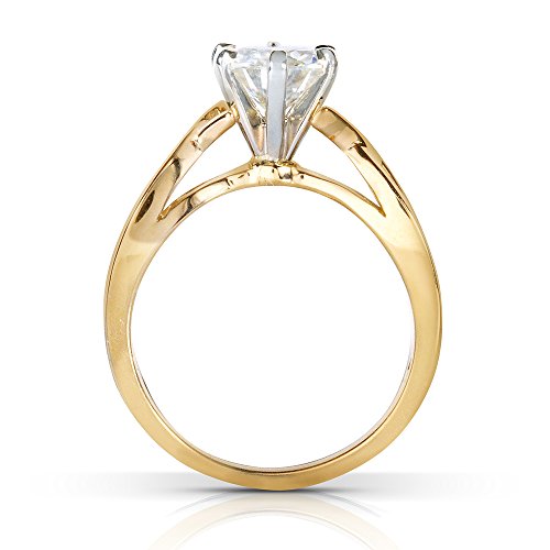 Kobelli Round Moissanite Solitaire Engagement Ring 1 CTW 14k Yellow Gold4