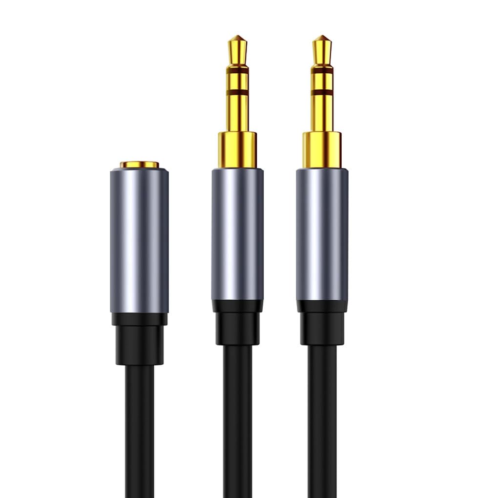 10 x srebrny kabel audio jack 3,5 mm, wtyczka na 2 gniazda, adapter, kabel do telefonu PC, wielofunkcyjny, gniazdo MP4 na 2 wtyczki