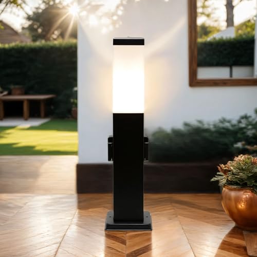 Lampe d'extérieur à colonne d'énergie avec douille lampadaire en fonte d'aluminium pour raccordement électrique 230 V lampe de chemin E27 lampe d'extérieur cour...