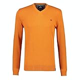 V-NECK LERROS Herren V-Neck SOLID Pullover, Pumkin ORANGE Melange, L