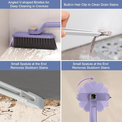 Image of Multi-Function Bathroom Cleaning Brush, Kitchen Cleaning & Tiles Cleaning Brush, Hard Bristle Rotating Crevice Gap Cleaning Brushes for Bathroom, Floor Cleaner Brush (Multi Colour)
