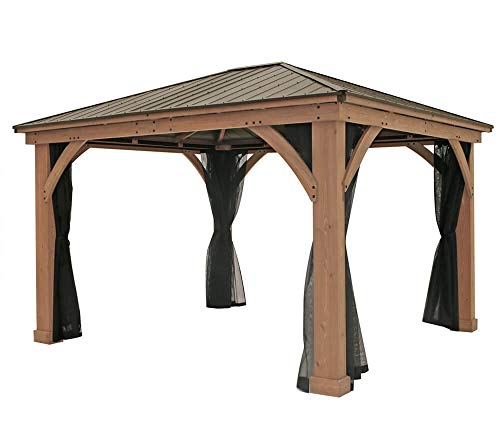 WESTMANN Moskitonetz für Pavillon Devon 12x14 | Reißverschluss Schwarz | Fliegengitter 4 Seitenteile für Insektenschutz inkl. Laufschienen-System